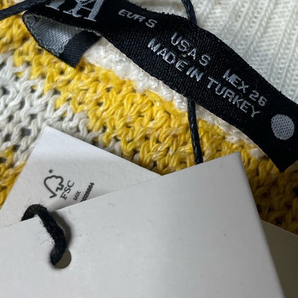 Zara Yellow and White Striped Knit Rustic Vest Size S NWT - Picture 13 of 14